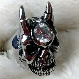 Unisex Skull Ring Gothic Biker Punk Stainless Steel Nickel Free Hypoallergenic